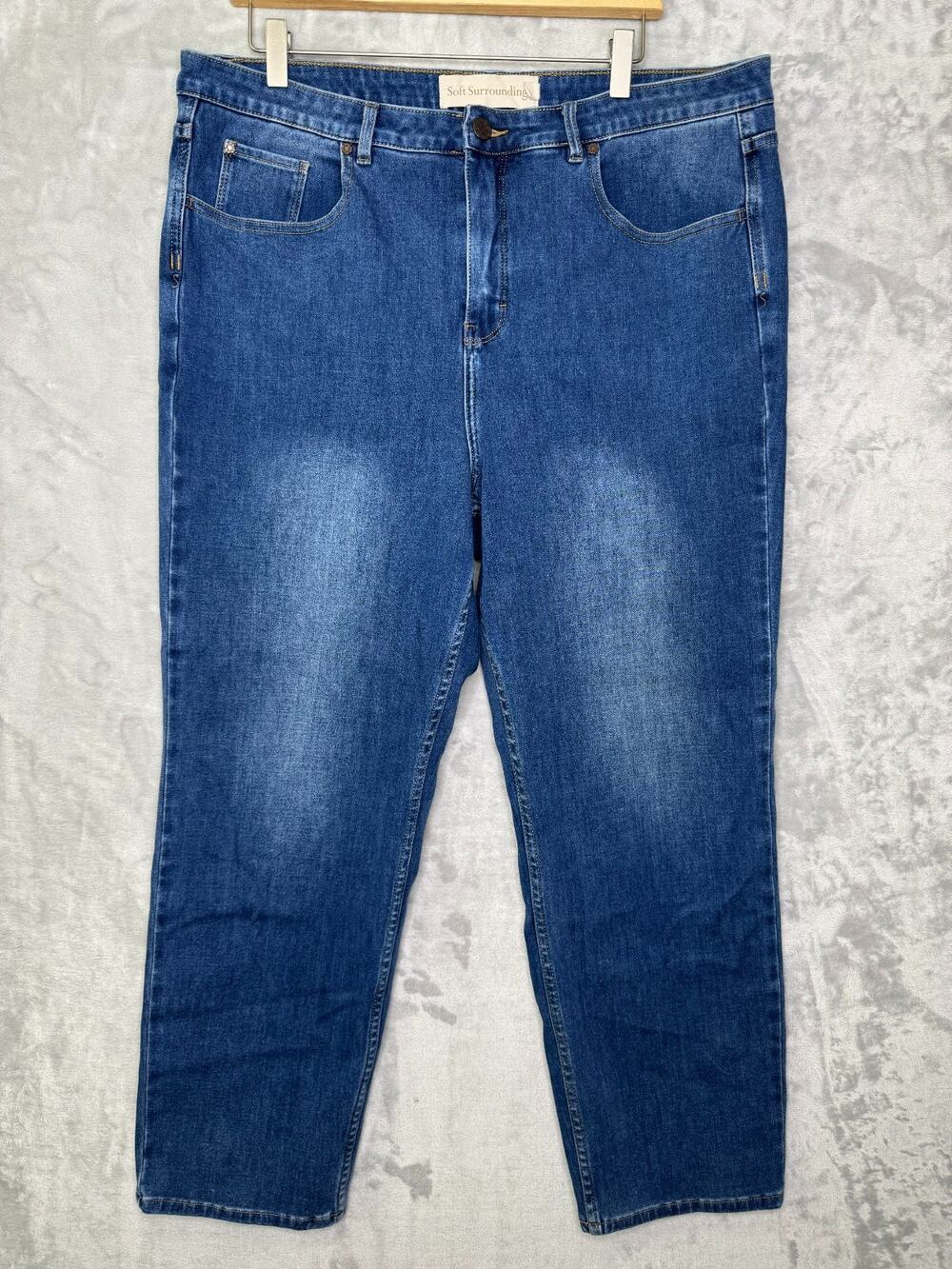 Soft Surroundings Ultimate Denim Straight Leg Ankle Jeans Womens 18 High Waist